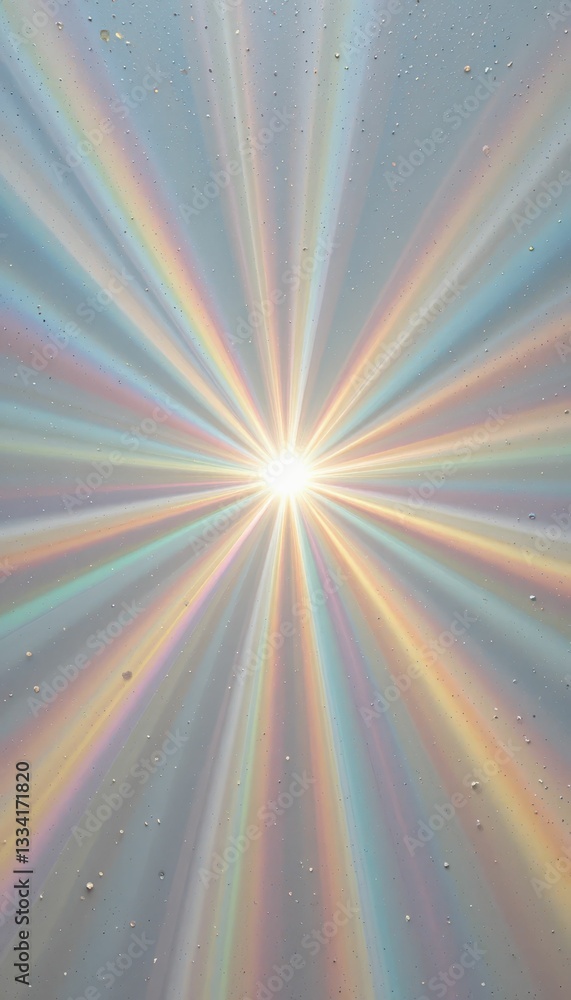 Poster bright radiant light with colorful rays creating a shimmering effect