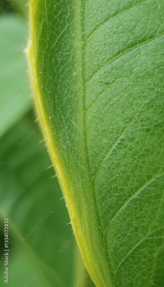 Poster close-up of a green leaf showing fine details and texture patterns