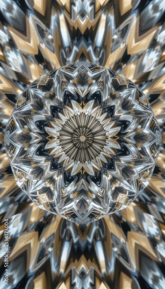 Poster intricate abstract pattern with shimmering geometric shapes