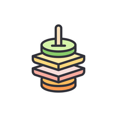 Obraz premium Appetizer colored icons, minimalist vector illustration ,simple transparent graphic element .Isolated on white background