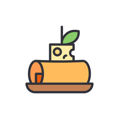 Appetizer colored icons, minimalist vector illustration ,simple transparent graphic element .Isolated on white background