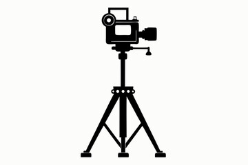 camera stand line art silhouette vector illustration