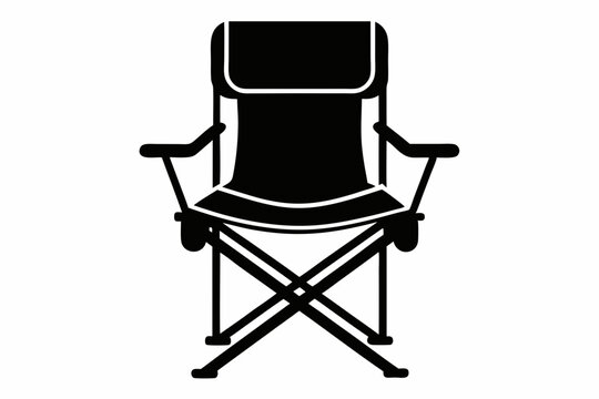 black camping chair silhouette on white background clip art preview