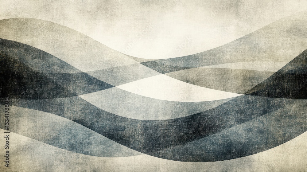 Poster abstract wavy pattern with soft textures in muted tones and shades