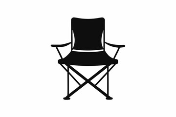 camping chair line art silhouette vector illustration