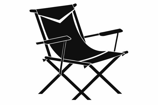 black folding chair silhouette clip art preview