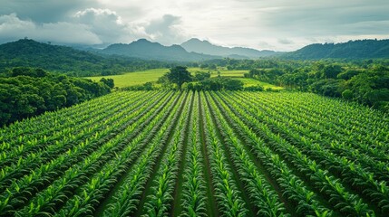 Golden cornfields meet a majestic mountain range under a sky full of fluffy clouds. A tranquil, picturesque scene