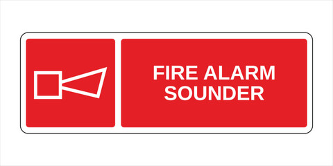 Fire Alarm Sounder Sign, Fire Protection Equipment Sign with Horizontal Explanation - High Quality Vector Stock Image