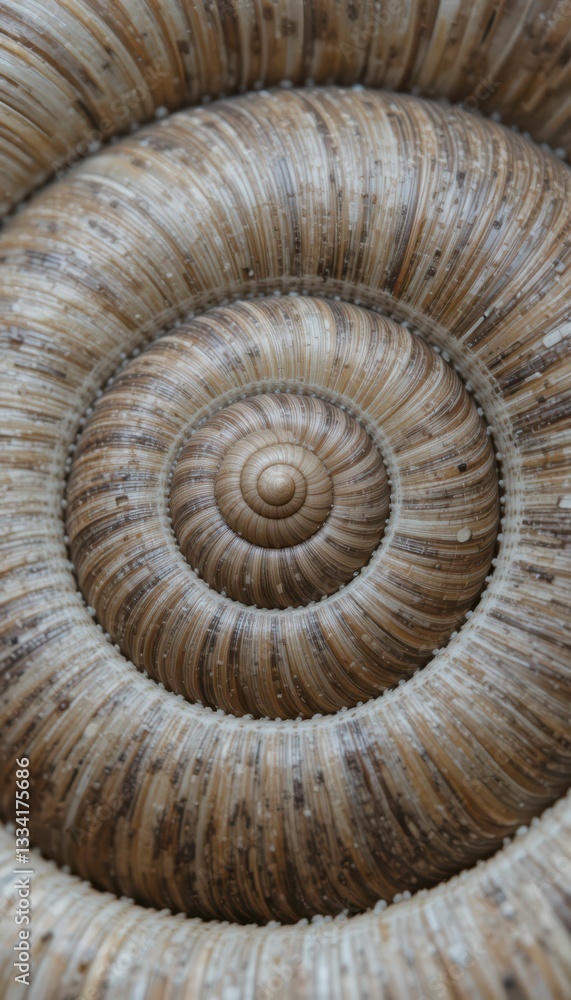 Poster intricate spiral pattern of a natural seashell close-up