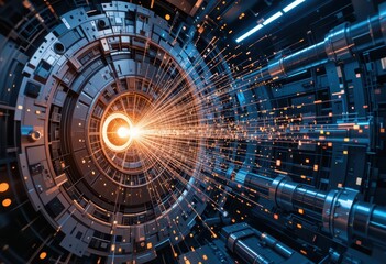 Fototapeta premium Abstract Technology Concept with Light Explosions and Circles