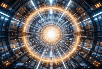 Abstract futuristic circular motion with bright light and lines