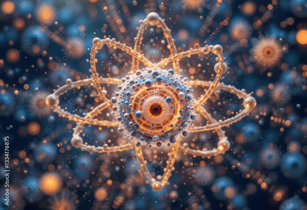 Aufkleber abstract representation of atomic structure in cosmic colorful design