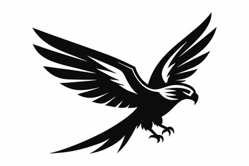 flying falcon bird logo icon line art silhouette vector illustration