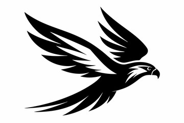 flying falcon bird logo icon line art silhouette vector illustration