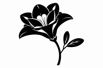 freesia flower line art silhouette vector illustration