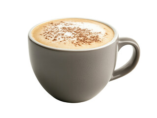 Isolated Cappuccino with Cinnamon Sprinkle in Grey Mug
