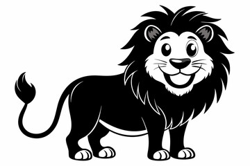 funny friendly greeting lion line art silhouette vector illustration