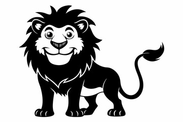 Obraz premium funny friendly greeting lion line art silhouette vector illustration