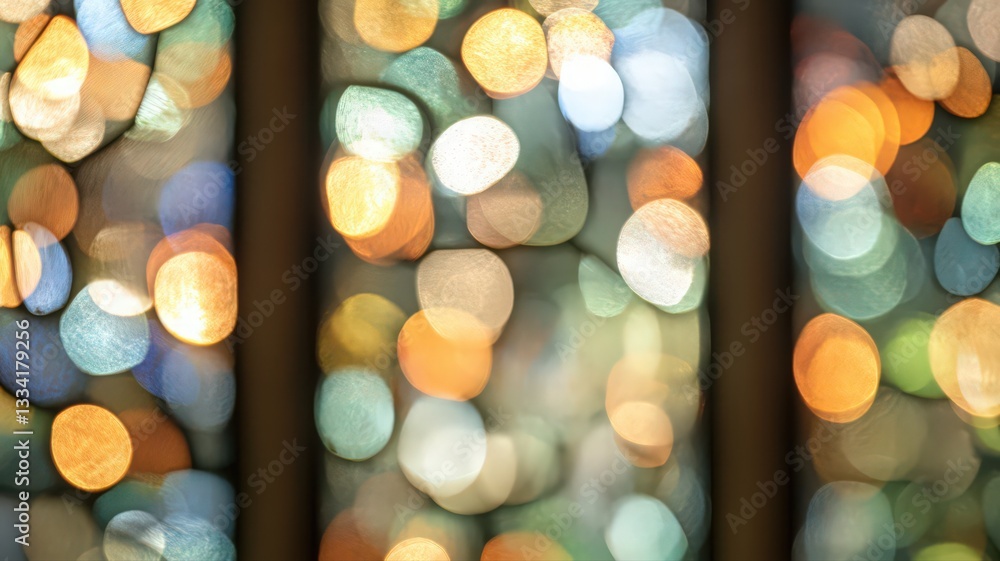 Poster abstract colorful bokeh lights through a grid