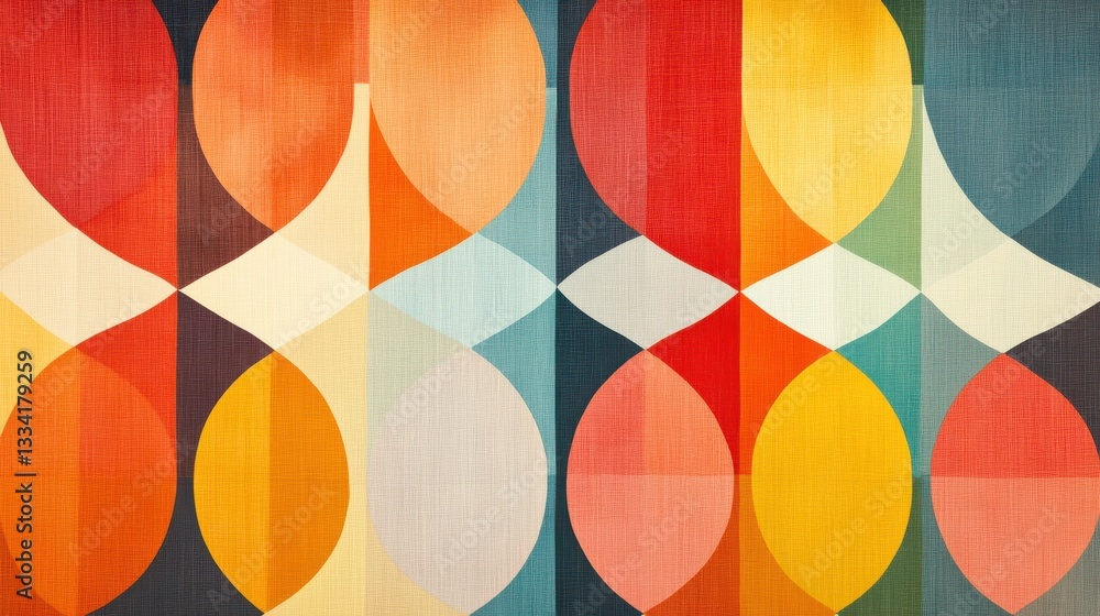 Poster colorful abstract geometric pattern with circular shapes and lines