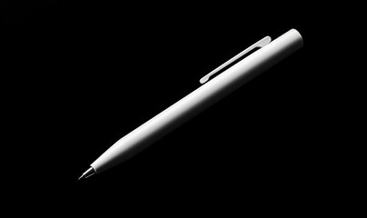 Close Up of Modern White Pen Isolated on Black Background Studio