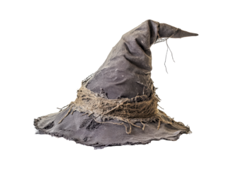 Isolated Weathered and Tattered Old Witch Hat