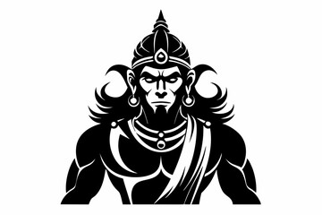 lord hanuman ji face line art silhouette vector illustration