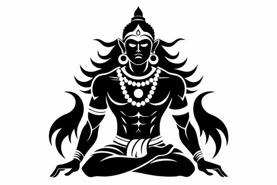 black shiva meditating pose clip art preview