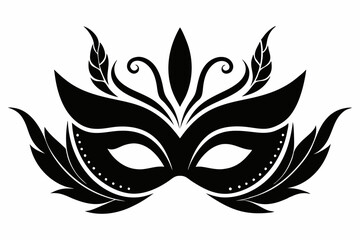 masquerade mask line art silhouette vector illustration