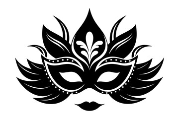 masquerade mask line art silhouette vector illustration