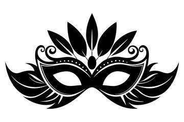 masquerade mask line art silhouette vector illustration