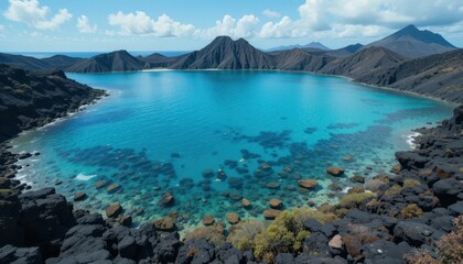 Fototapeta premium Breathtaking Scenic View of Turquoise Water and Rocky Mountains