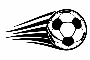 soccer ball dynamic with motion stripes line art silhouette vector illustration
