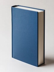 Standing Hardcover Book Mockup with Blue Cover on Neutral Background