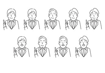 スーツを着た40から50代男性ビジネスパーソンのシンプルな線画イラスト