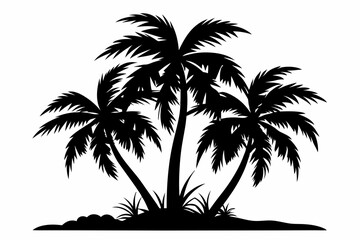 Fototapeta premium tropical palm trees with leaves line art silhouette vector illustration