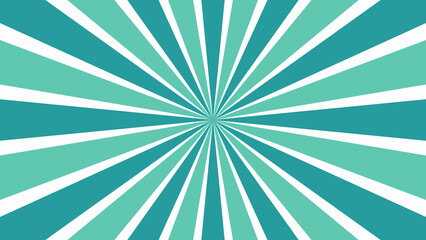 Sunburst green and white rays vector background, abstract retro design, repeating geometric pattern for print or wallpaper
