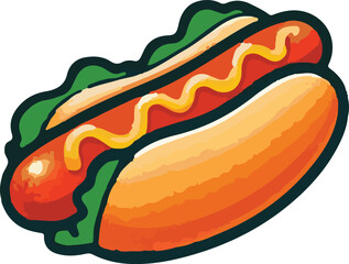 Hot dog vector art illustration. Hot dog vector icon.