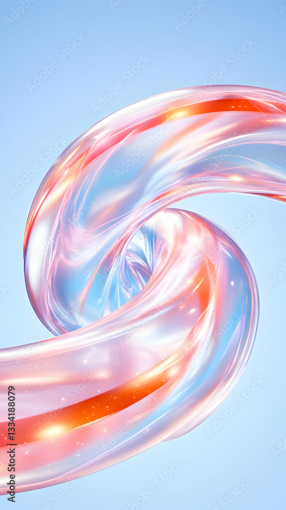 Poster abstract swirling translucent form with inner light