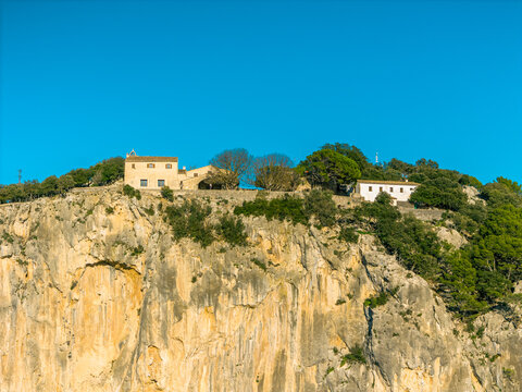 Buildings on top of a mountain, Spain