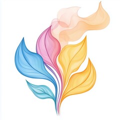 summer Watercolor Smoke Floral Fish Isolated on White Background for Art, Nature, and Coloring Book Illustration