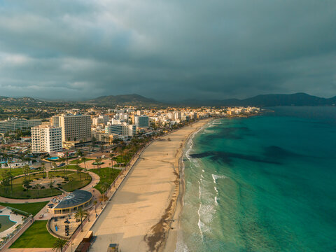 aerial view of Cala Millor beach in Mallorca Spain