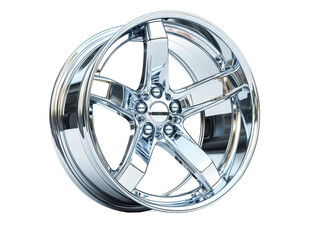 Obraz premium Isolated Chrome Finish Multi Spoke Car Wheel