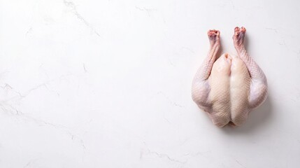 Whole Raw Chicken Ready for Cooking on Marble Surface in Bright Kitchen Environment