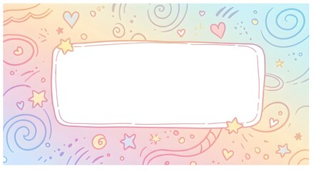 Colorful Doodle Frame with Pastel Background for Cute Designs and Messages