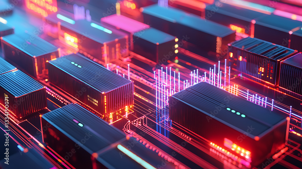Poster analyzing digital data flow virtual environment 3d visualization technology close-up cybersecurity c