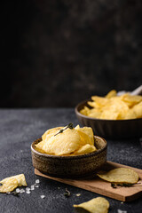 Crispy salty homemade potato chips