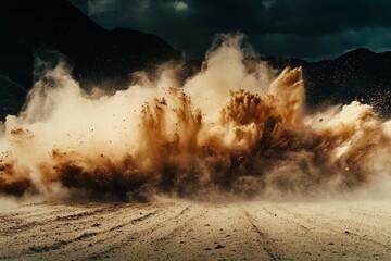 Powerful dust explosion on a dirt track