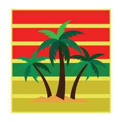 Retro vintage with Palm trees vector.