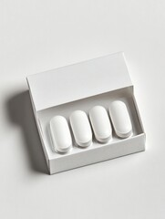 Pills in Minimalist White Box Showcase for Medical or Wellness Product